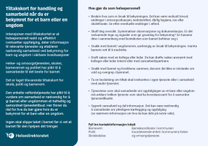 Skjermdump av tiltakskortet som består av kun tekst på blå bakgrunn.