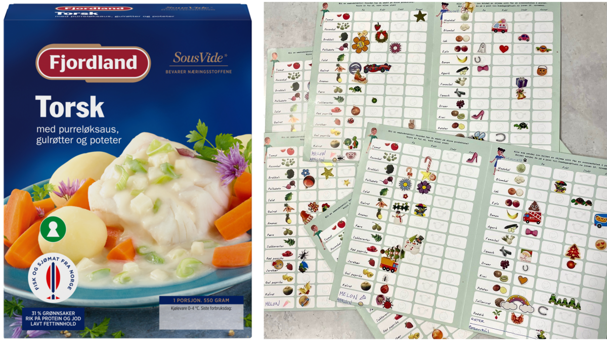 Kollasj av vinnerne av intensjonsavtalens utmerkelser 2023: Fjordlands Torsk med purreløksaus, gulrøtter og potet og 5 om dagens Smaksdetektiv 