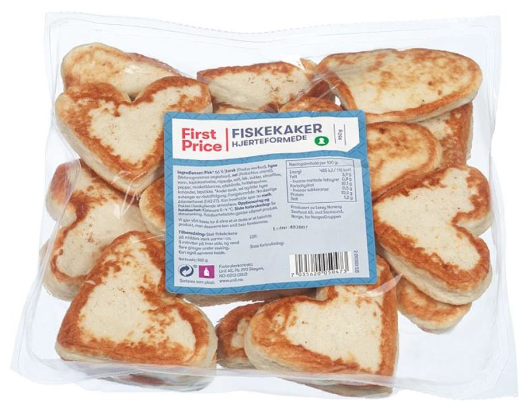 En pakke med First Price fiskekaker 
