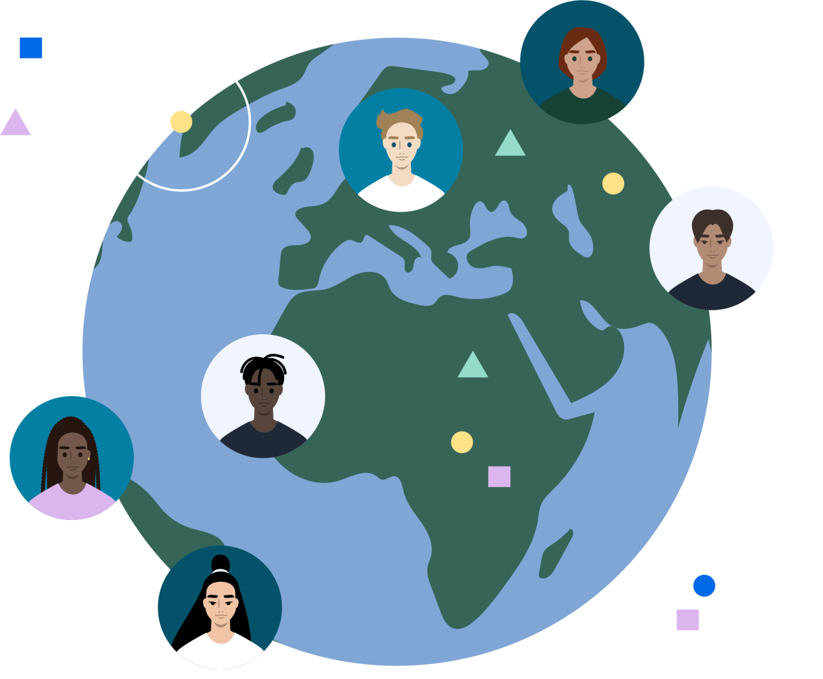 tegning av jorkloden og menneskeri bobler rundt 