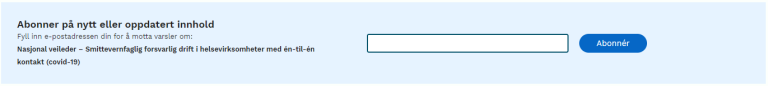 Eksempel på påmeldingsboks for å abonnere på nytt eller oppdatert innhold