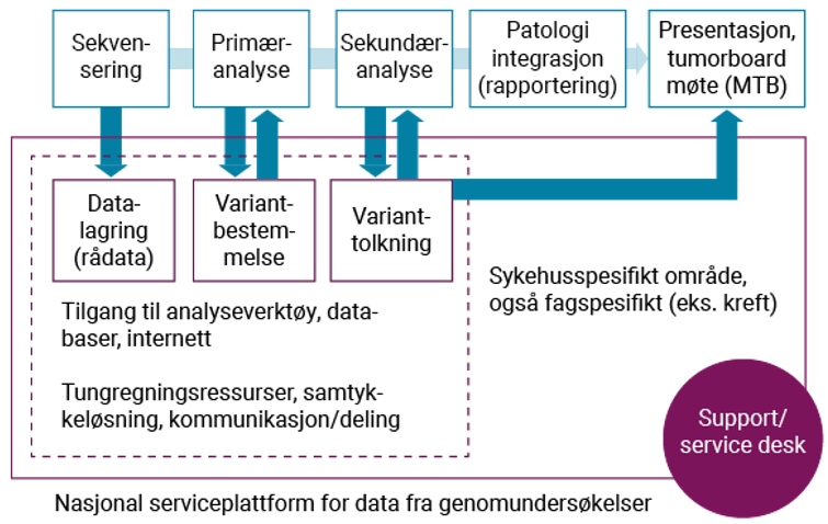 Fforslag til modell for infrastruktur for bruk og deling av genomdata for helsehjelp på kreftområdet
