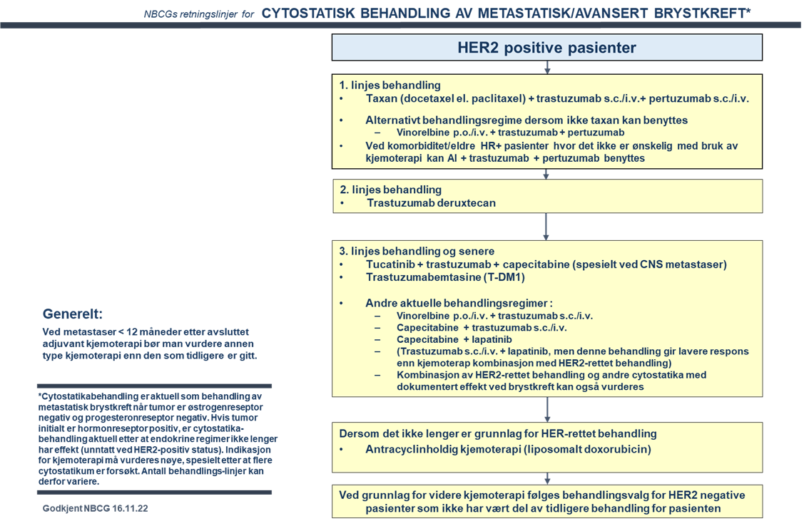 Cytostatisk behandling av metastatisk/avansert brystkreft - HER2 positive pasienter