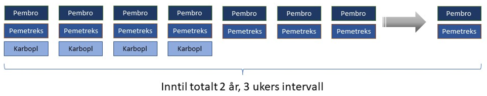 Figur 19 Kombinasjonsbehandling med immunterapi og kjemoterapi for adenokarsinom