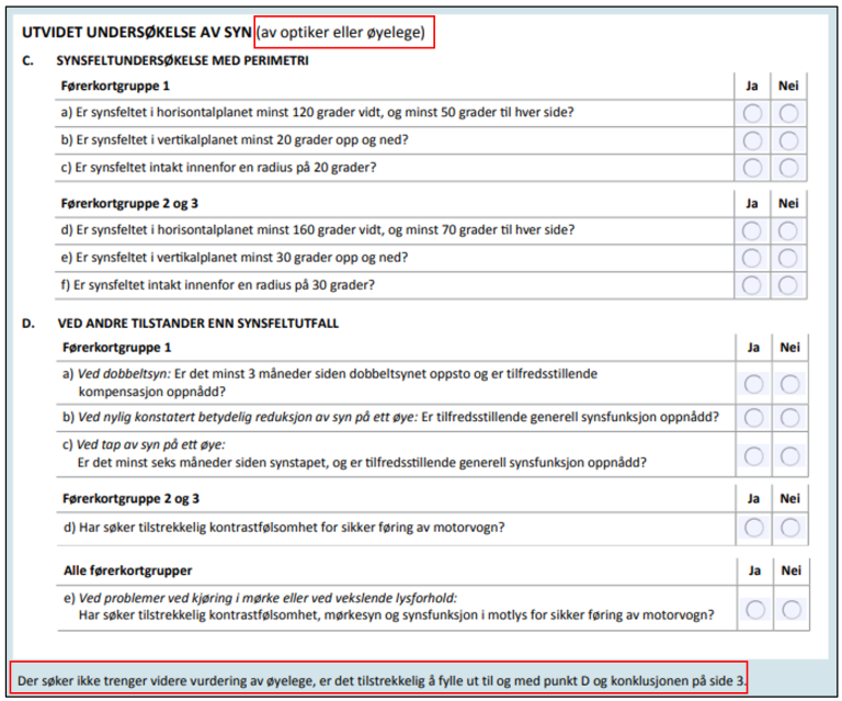 Utvidet undersøkelse av syn