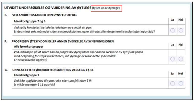 Utvidet undersøkelse og vurdering av øyelege