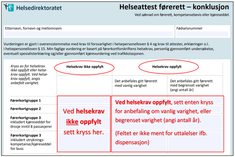 Helseattest førerett - konklusjon