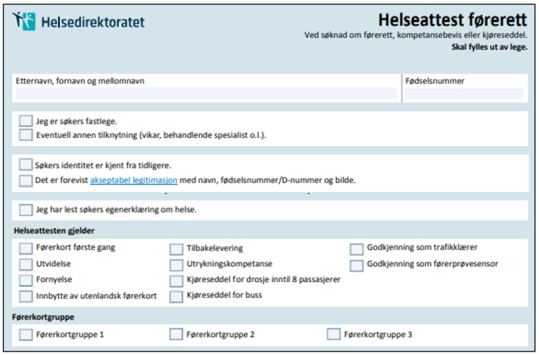 Helseattest førerett